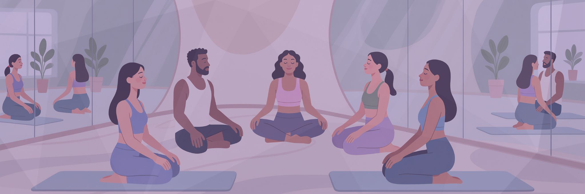 Wellness and well-being, image of a group in a meditation session
